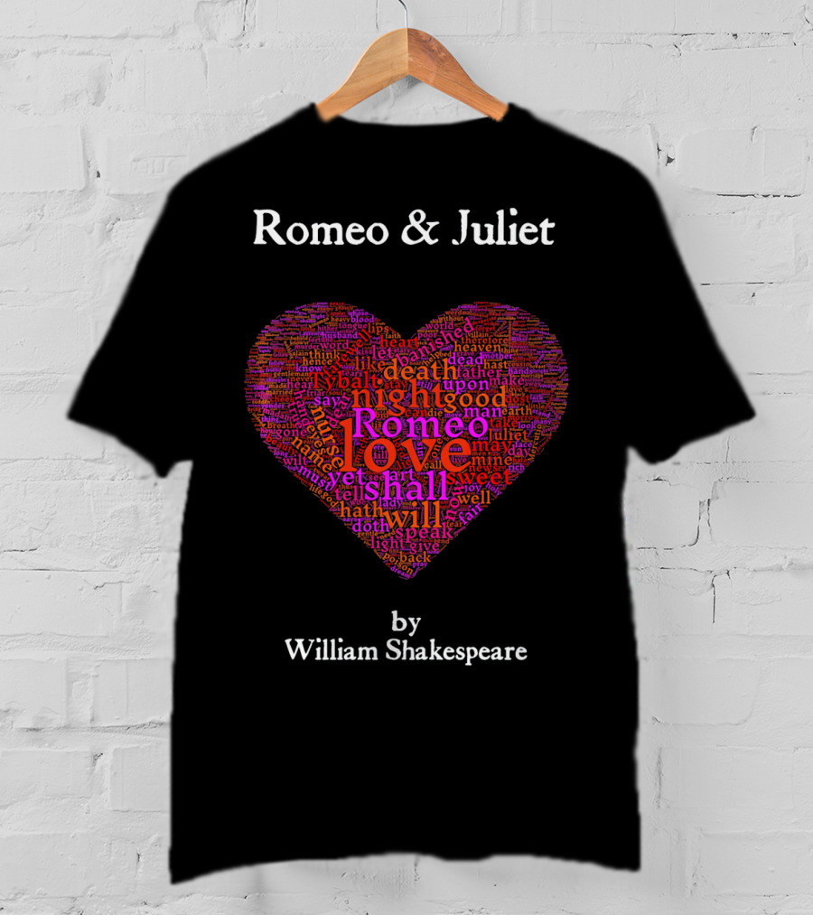 Romeo And Juliet Love Heart By William Shakespeare T-Shirt
