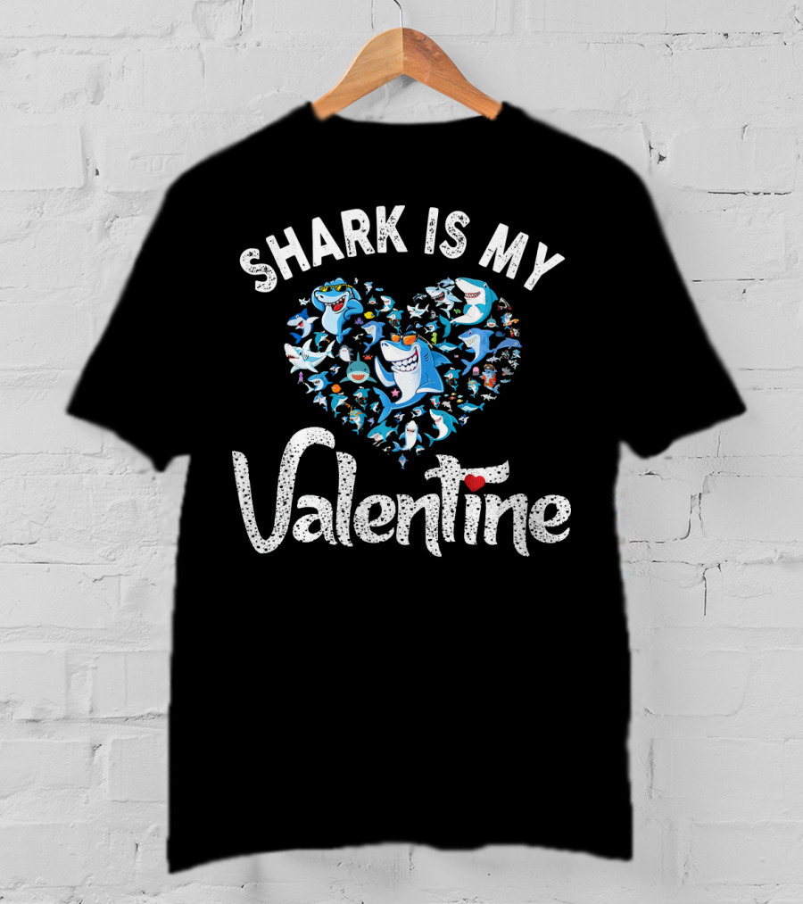 Shark Is My Valentine Shark Lovers Family T-Shirt