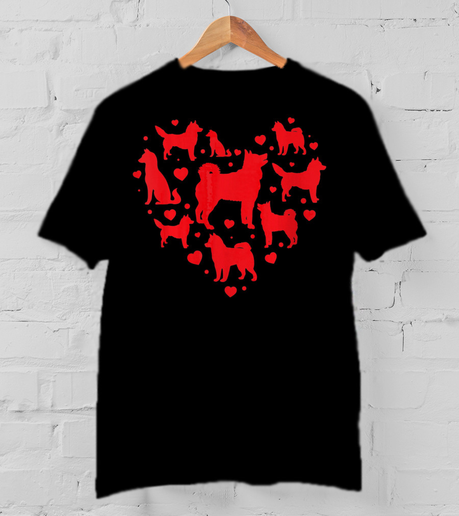 Siberian Husky Heart Silhouettes Valentine's Day T-Shirt