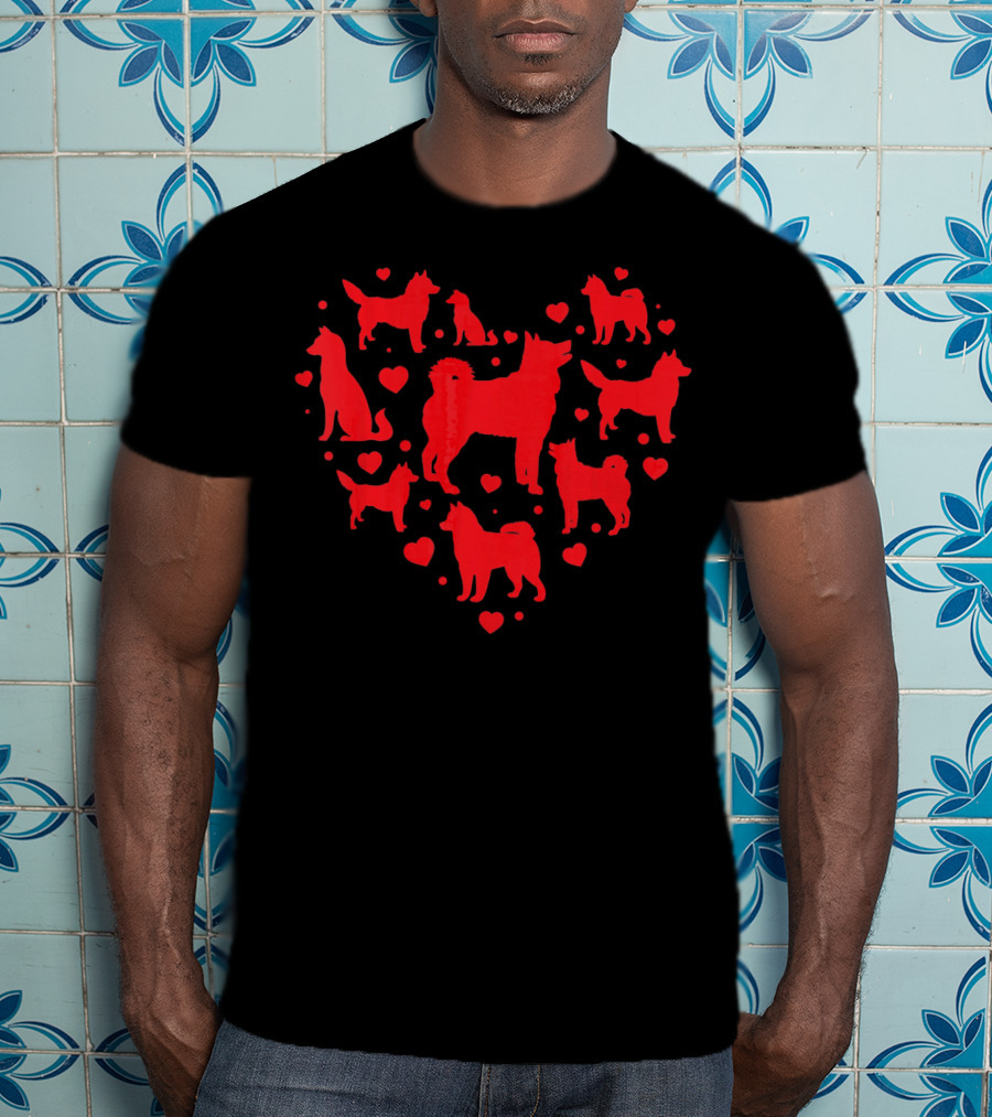 Siberian Husky Heart Silhouettes Valentine's Day T-Shirt