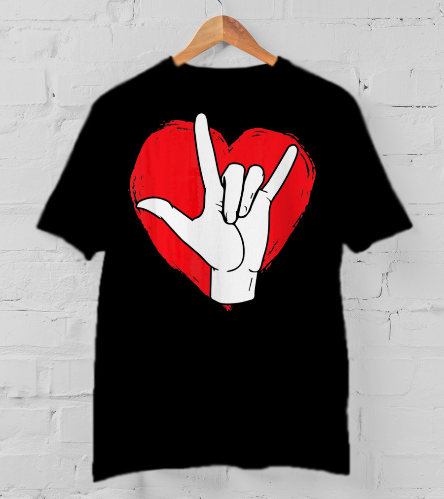 Sign Language I Love You ASL Heart Valentine's Gesture T-Shirt
