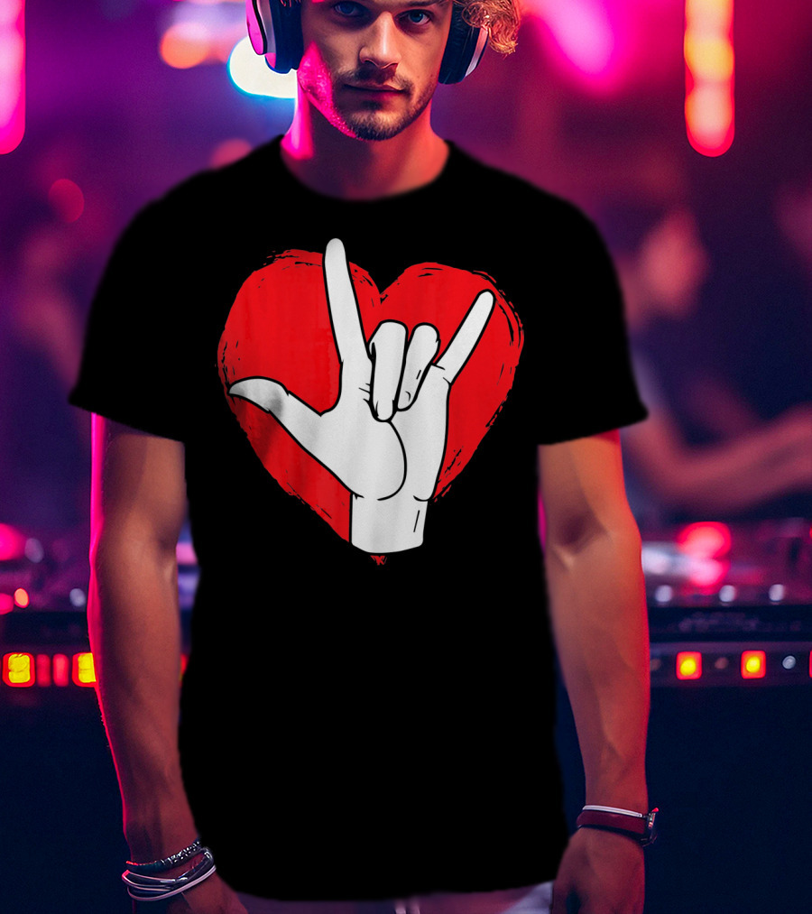 Sign Language I Love You ASL Heart Valentine's Gesture T-Shirt