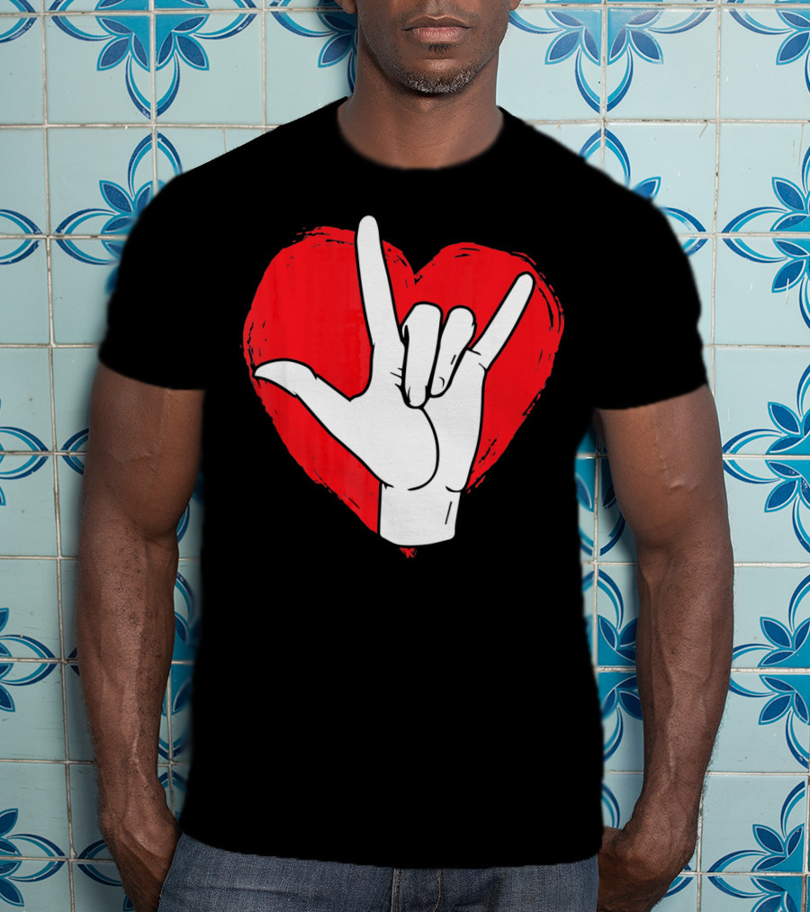 Sign Language I Love You ASL Heart Valentine's Gesture T-Shirt
