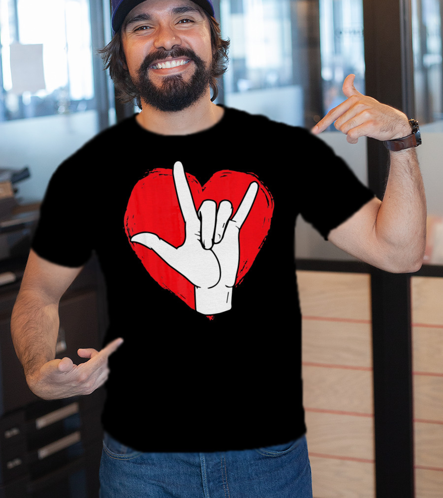 Sign Language I Love You ASL Heart Valentine's Gesture T-Shirt
