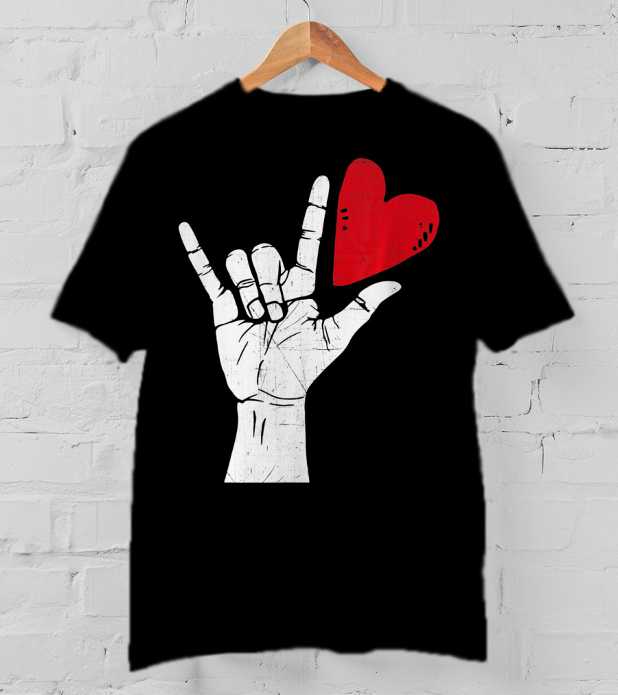 Sign Language I Love You Valentine Heart T-Shirt