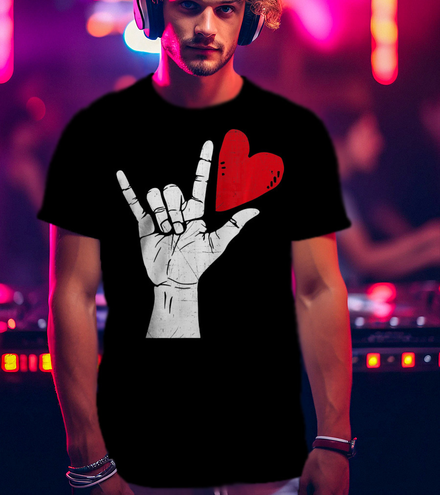 Sign Language I Love You Valentine Heart T-Shirt