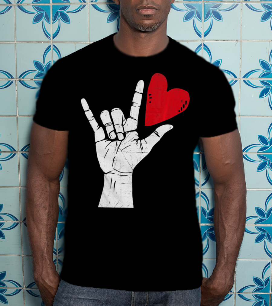 Sign Language I Love You Valentine Heart T-Shirt