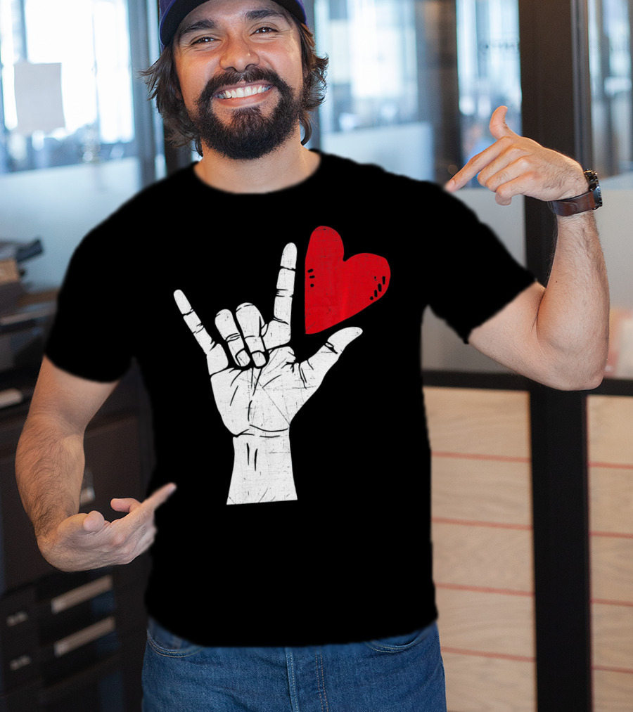 Sign Language I Love You Valentine Heart T-Shirt