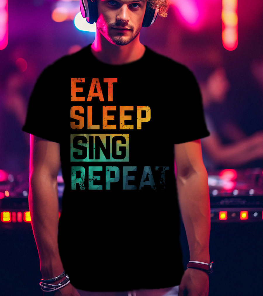 Eat Sleep Sing Repeat Watercolor Block Letters T-Shirt