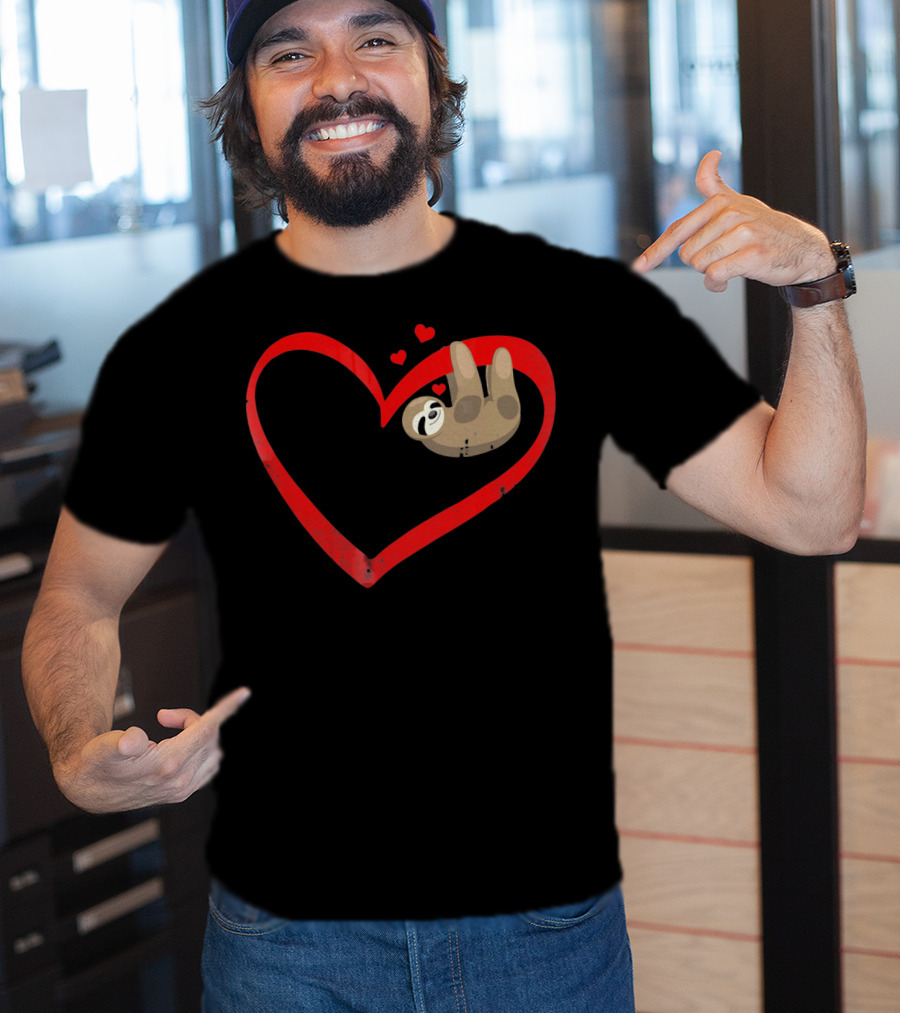 Sloth Heart Lazy Napping Cute Vale T-Shirt