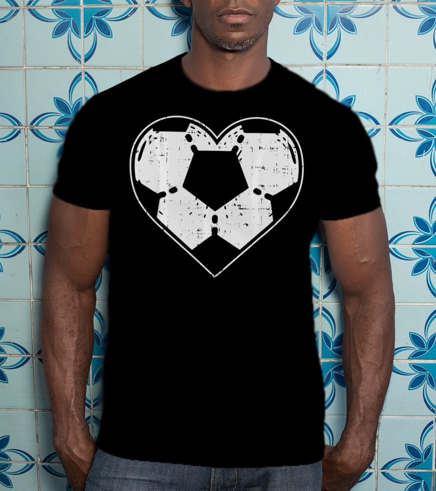 Heart Shaped Soccer Ball Football Sport T-Shirt