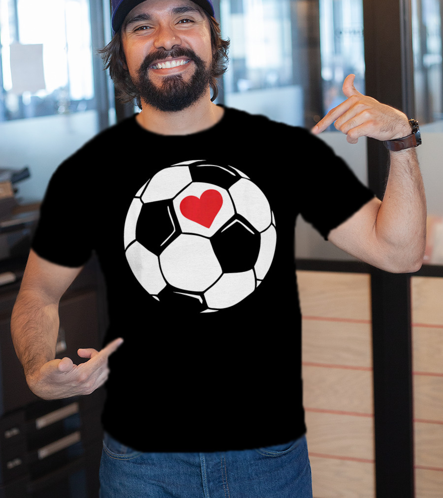 Soccer Valentines Day Heart In Soccer Ball T-Shirt