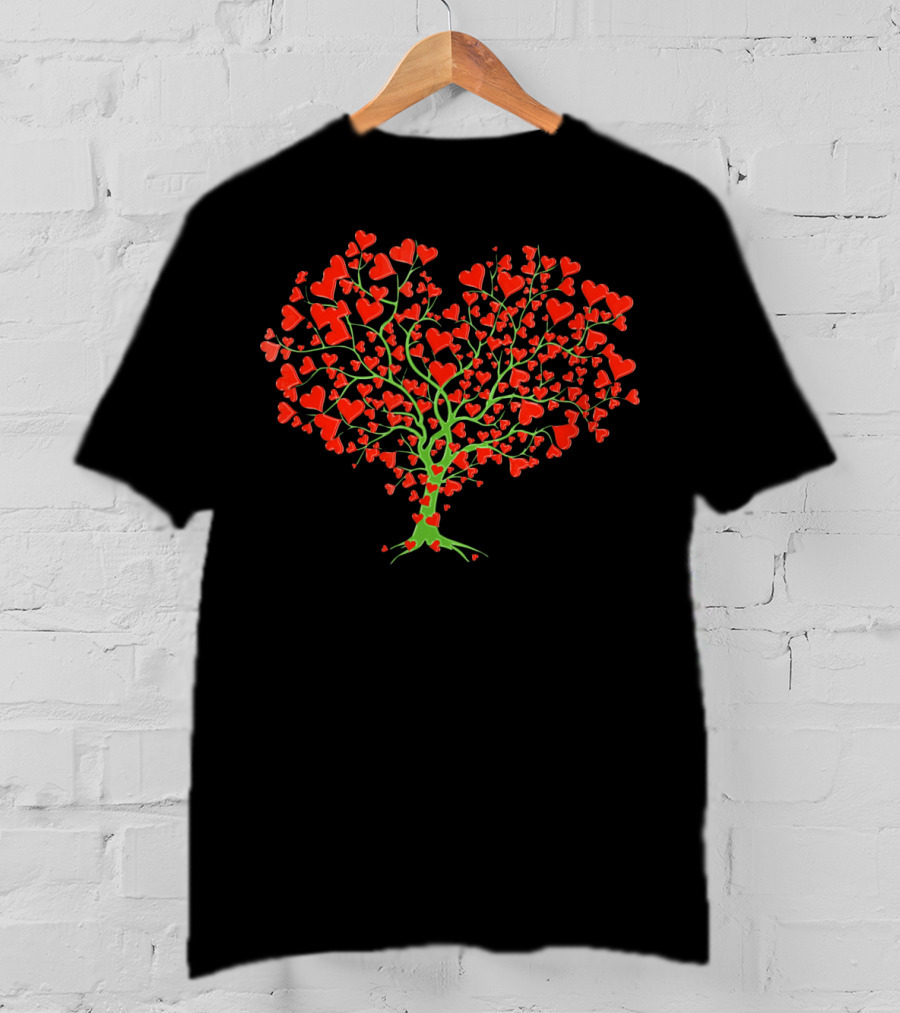 Valentine Heart Shaped Tree Of Love T-Shirt