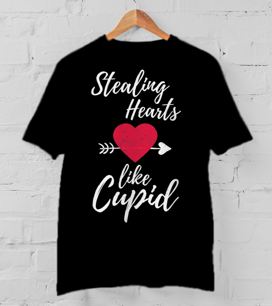 Stealing Hearts Like Cupid Valentines Red Heart Arrow T-Shirt
