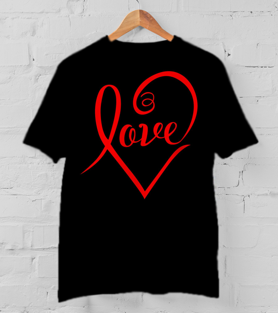 Stylish Heart Shape Love Valentine's Day T-Shirt