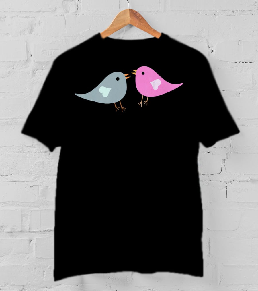 Love Birds Romantic Valentine Two Birds With Hearts T-Shirt