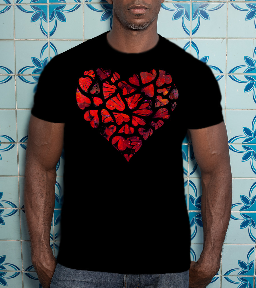 Tie Dye Style Romantic Heart Pattern For Couples T-Shirt