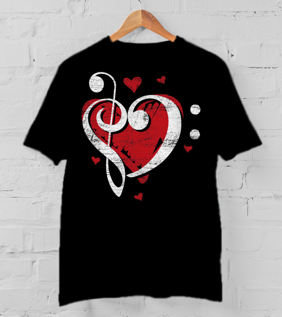 Treble Clef Heart Love Music T-Shirt