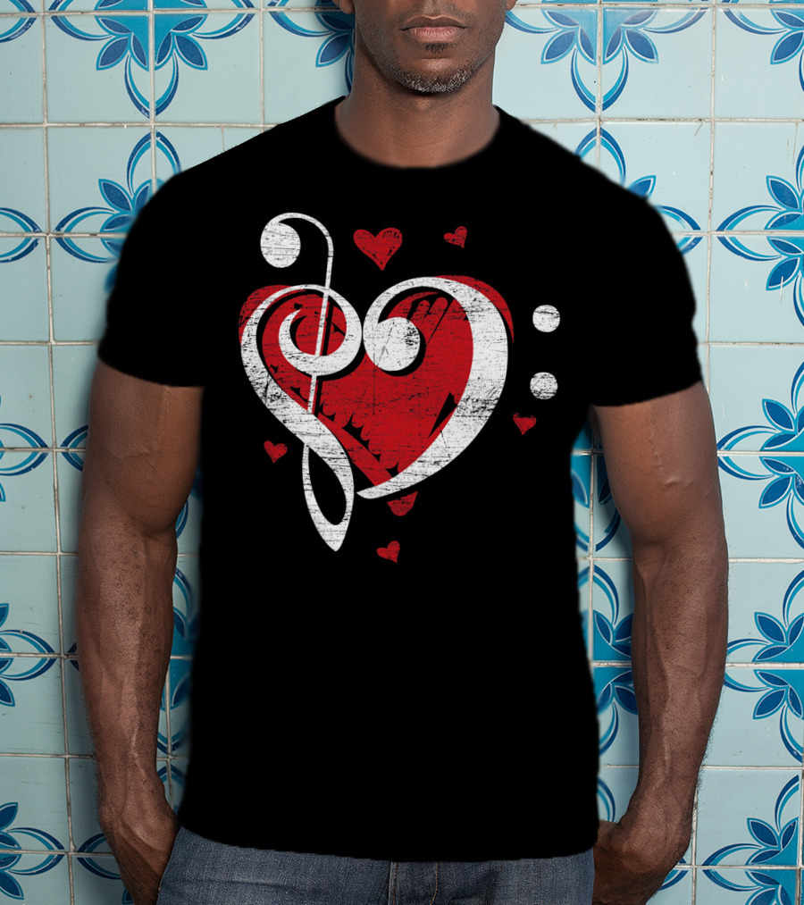 Treble Clef Heart Love Music T-Shirt