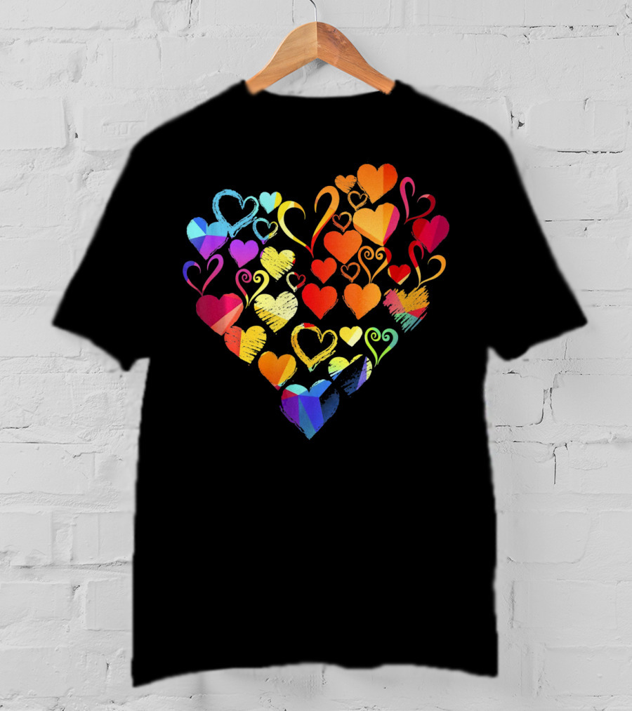 Tye Dye Heart Candy Couples Romantic Valentine Colorful Hearts T-Shirt