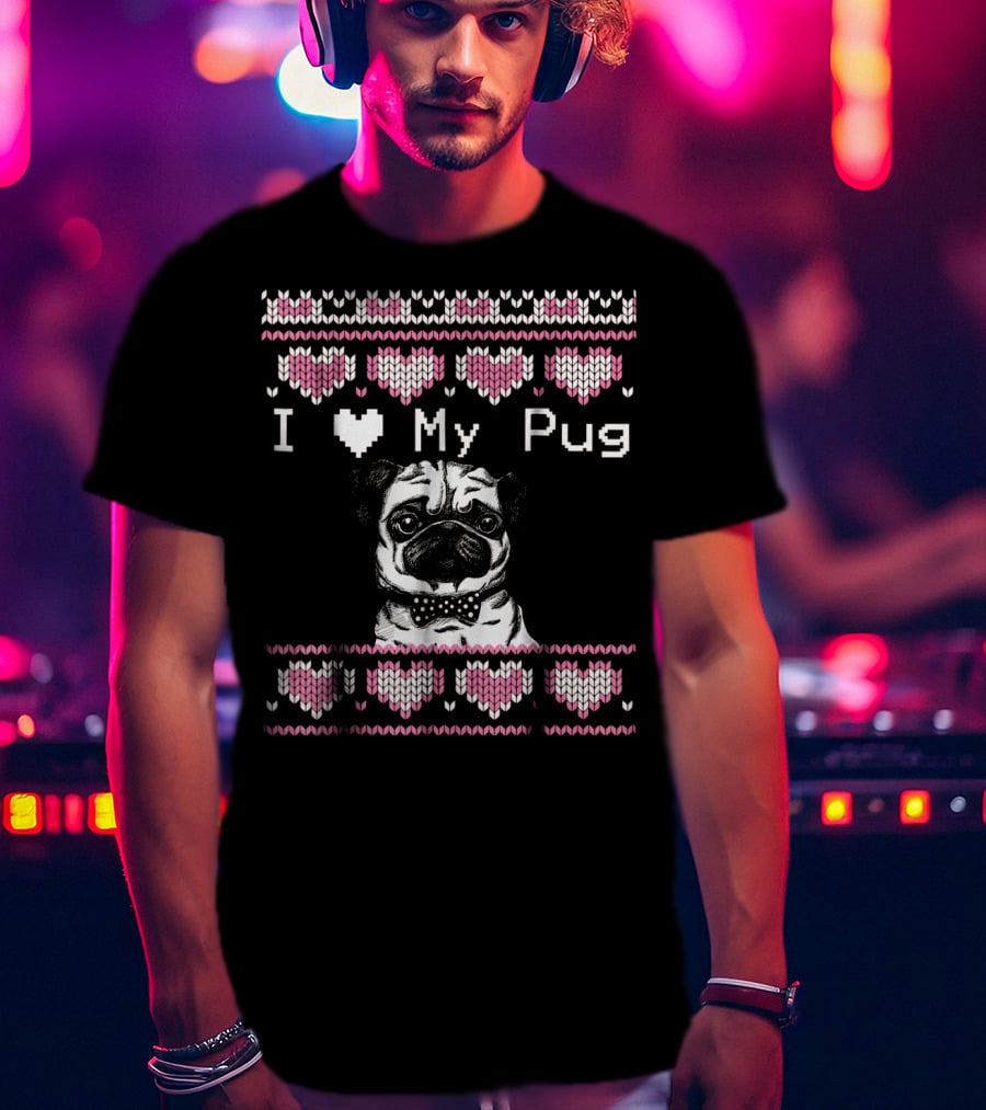 I Love My Pug Ugly Valentines Day T-Shirt