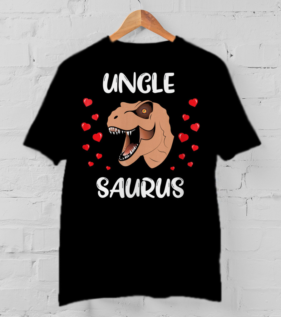 Uncle Saurus Valentine's Dinosaur With Hearts T-Shirt