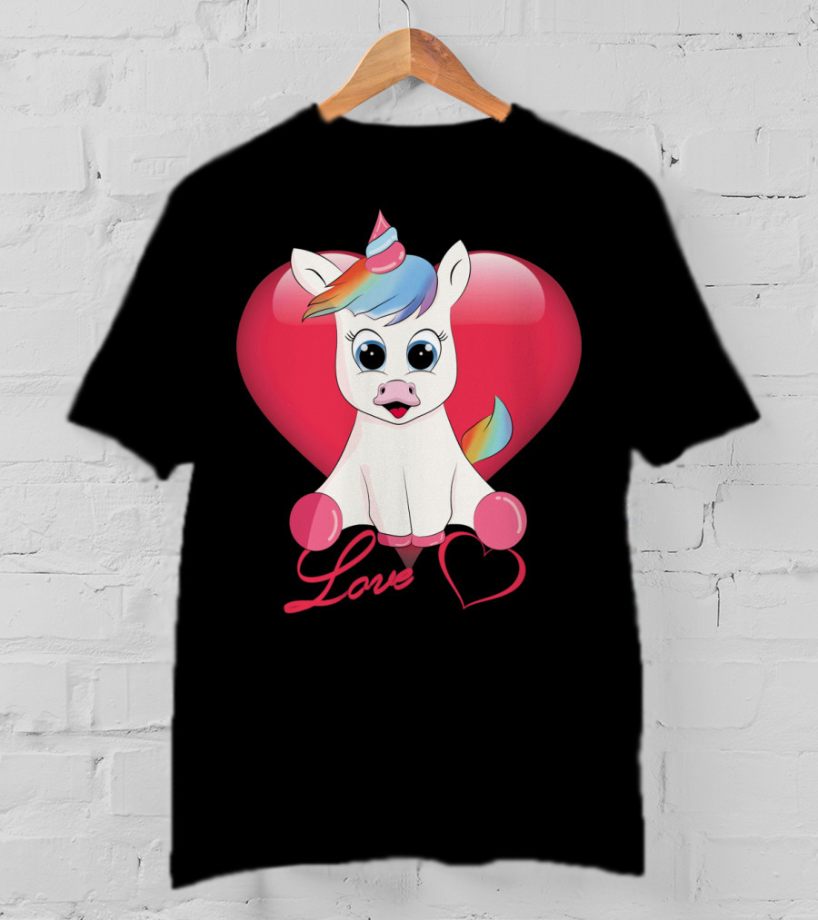 Love Unicorn Heart Valentines Day T-Shirt