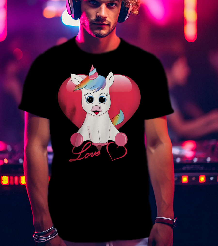 Love Unicorn Heart Valentines Day T-Shirt