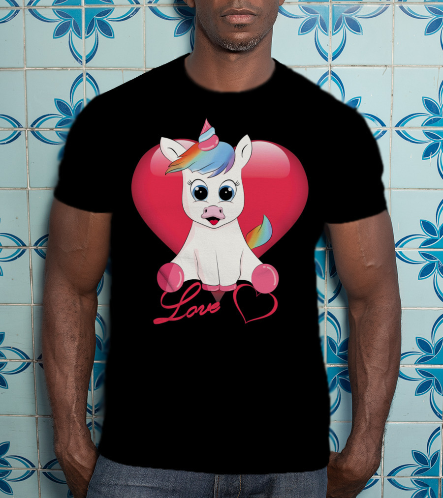 Love Unicorn Heart Valentines Day T-Shirt