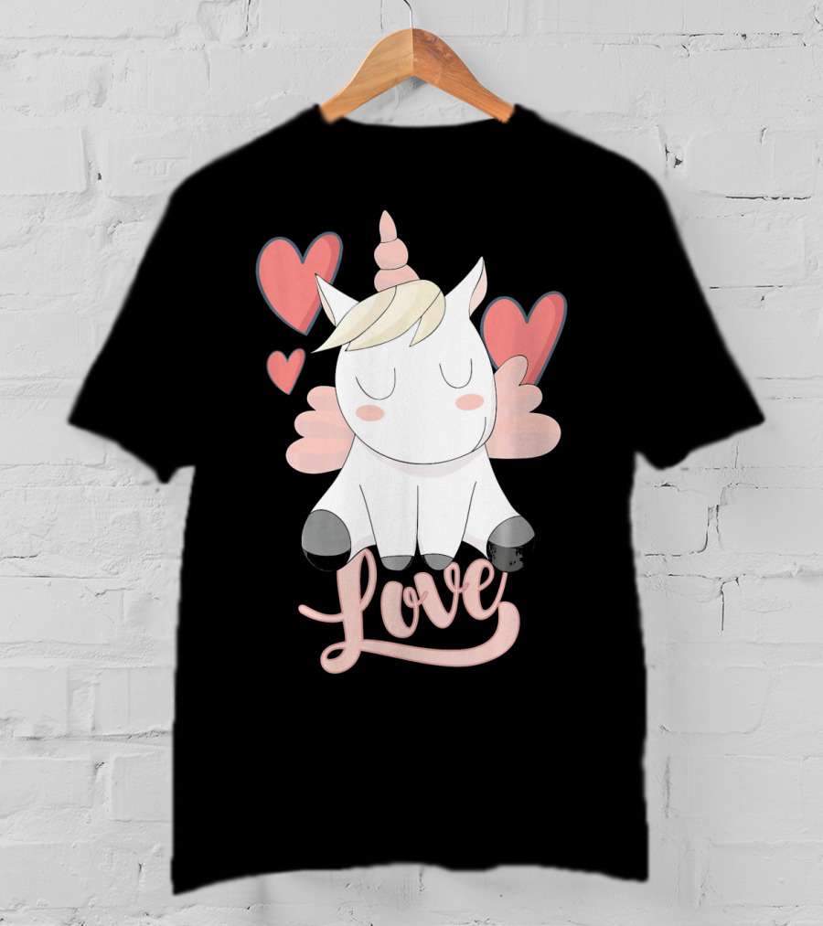 Love Unicorn With Hearts Valentine's Day T-Shirt