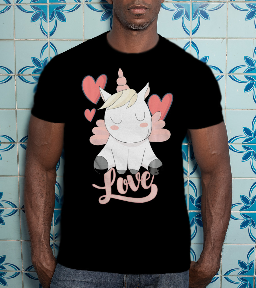 Love Unicorn With Hearts Valentine's Day T-Shirt