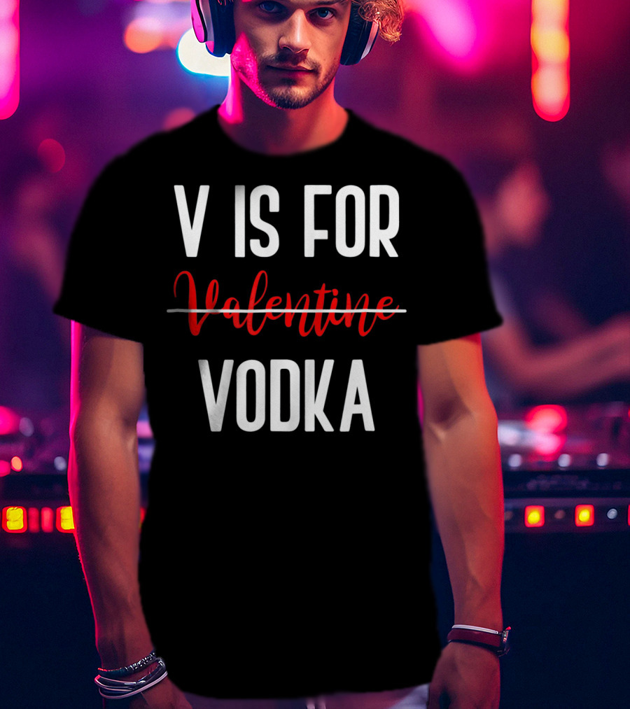 V Is For Vodka Not Valentine Funny Drinking Valentine T-Shirt