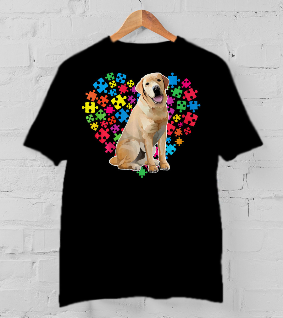Labrador Dog Heart Puzzle Valentine T-Shirt
