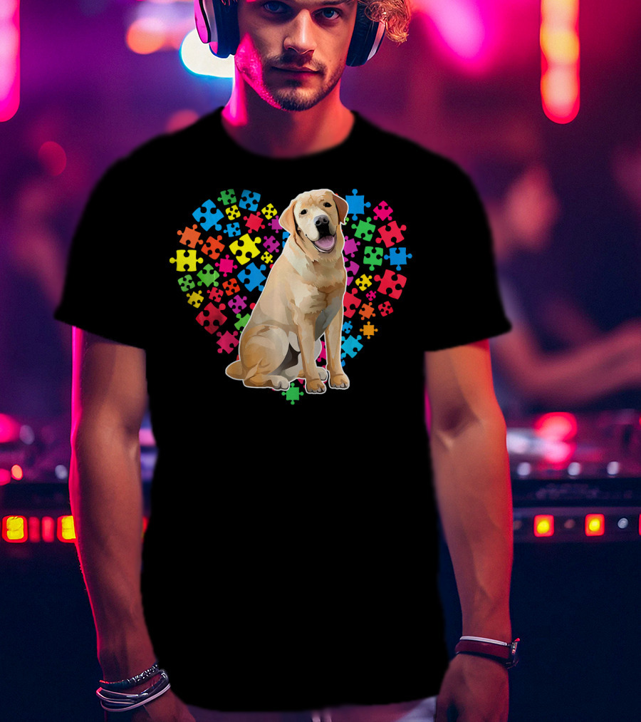 Labrador Dog Heart Puzzle Valentine T-Shirt