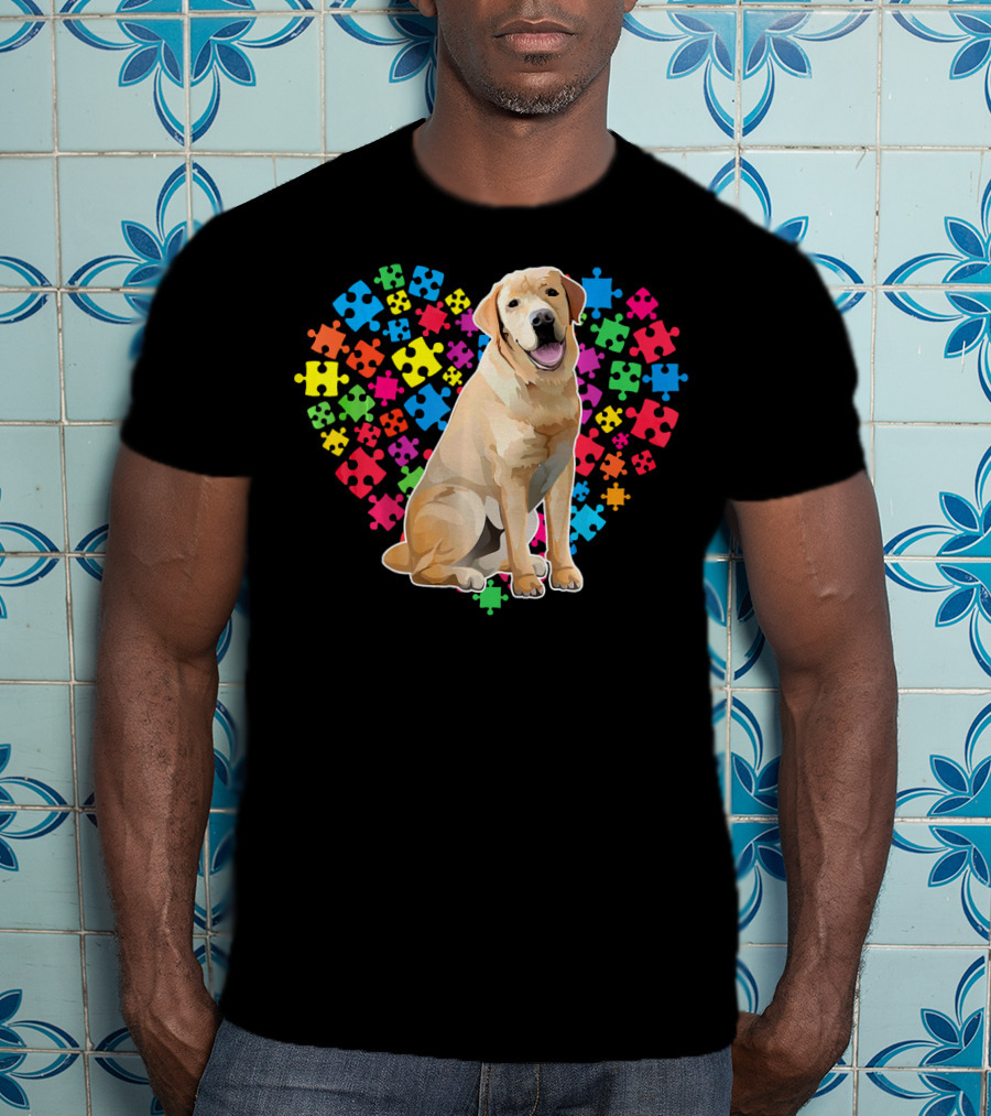Labrador Dog Heart Puzzle Valentine T-Shirt