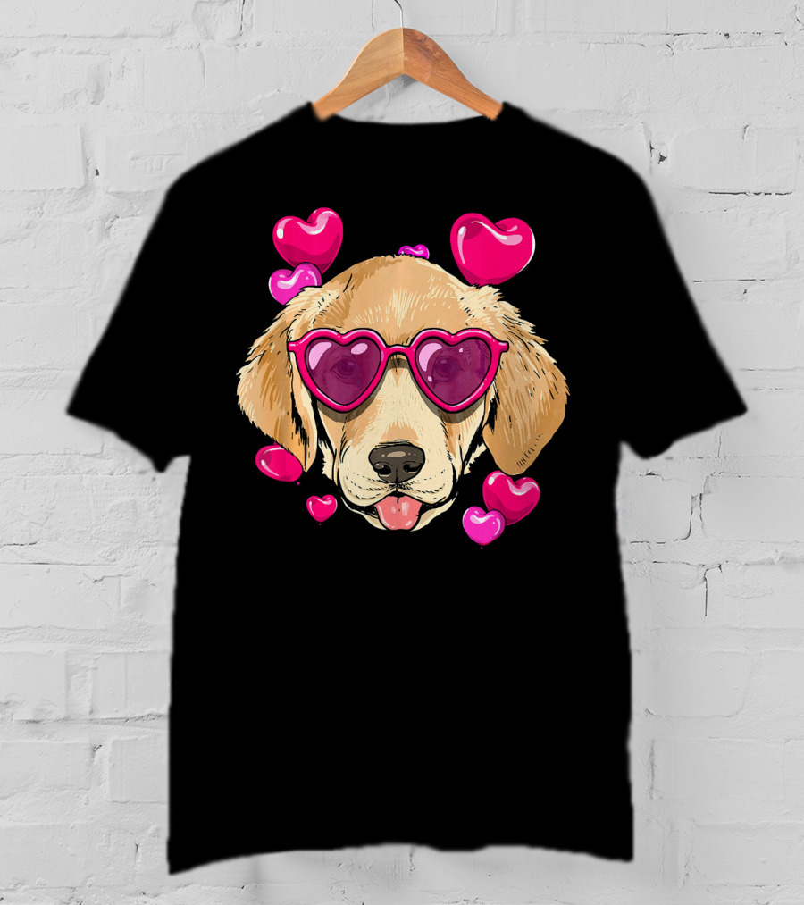 Labrador Retriever Heart Sunglasses Valentines Day Hearts T-Shirt