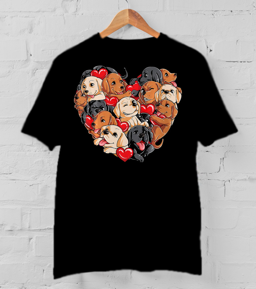 Labrador Puppies Heart Valentine’s Day T-Shirt