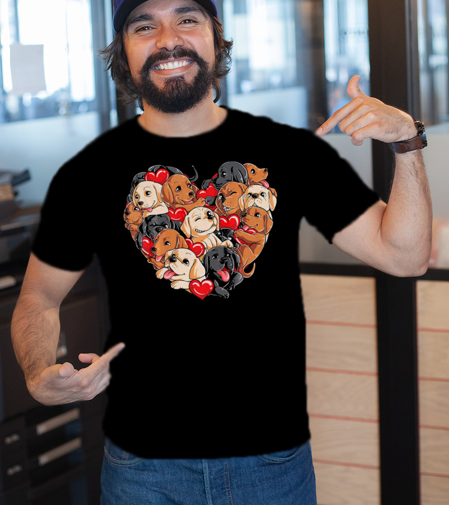 Labrador Puppies Heart Valentine’s Day T-Shirt