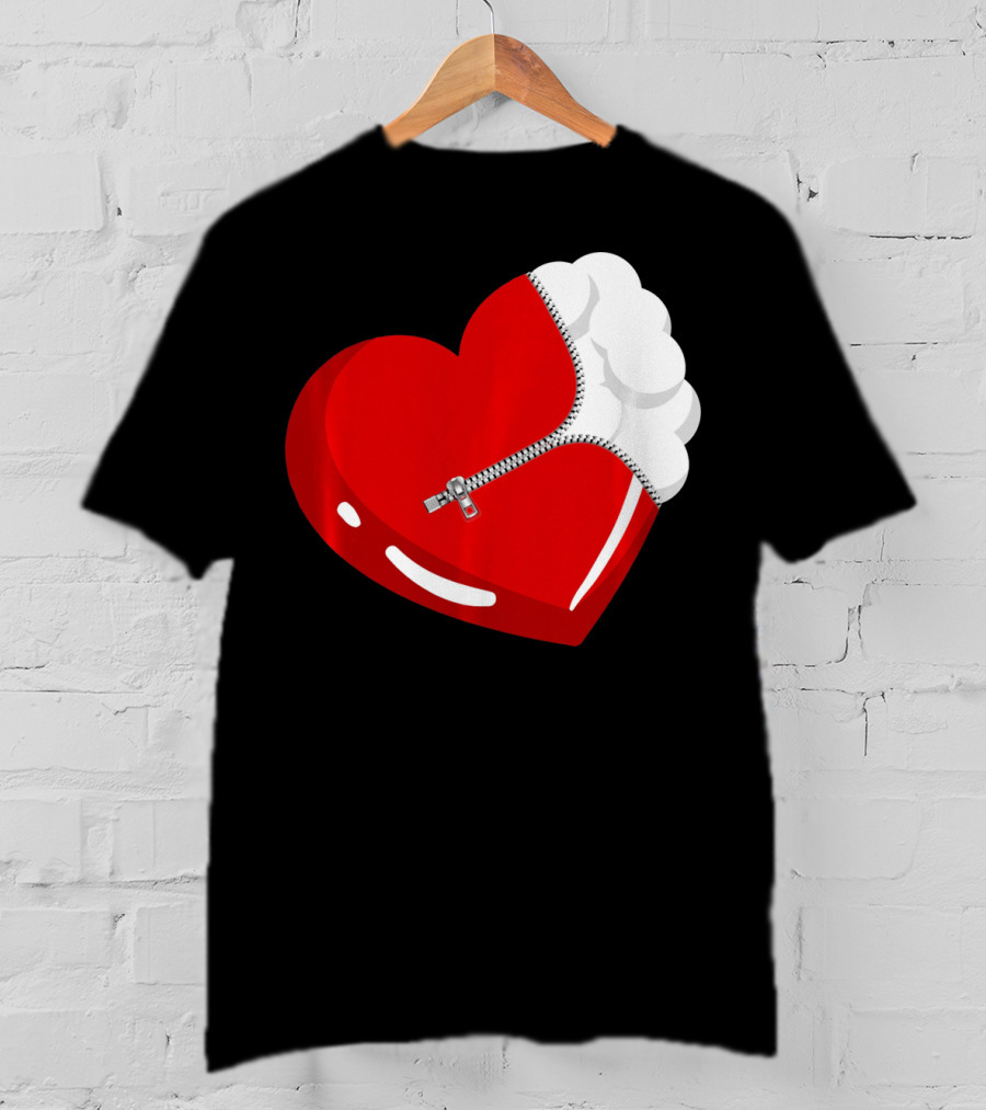Lacrosse Ball Heart With Zipper Valentines T-Shirt