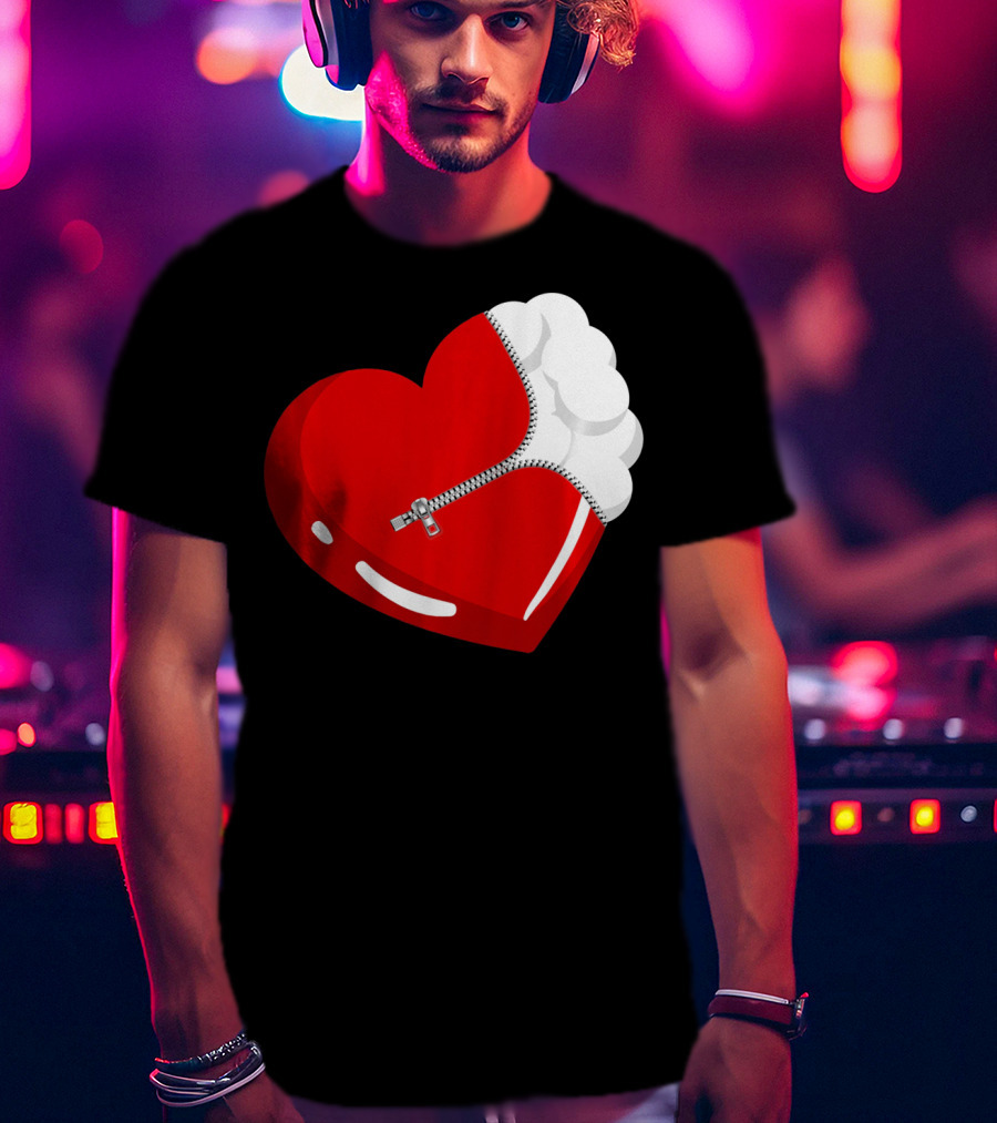 Lacrosse Ball Heart With Zipper Valentines T-Shirt