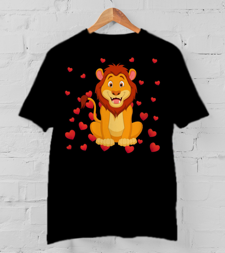 Lion Heart Surrounded By Valentine Hearts T-Shirt