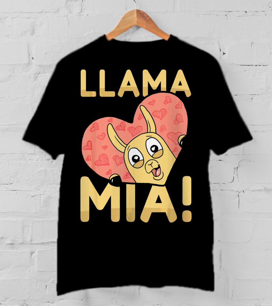 Llama Mia Love Heart Valentine's Day T-Shirt