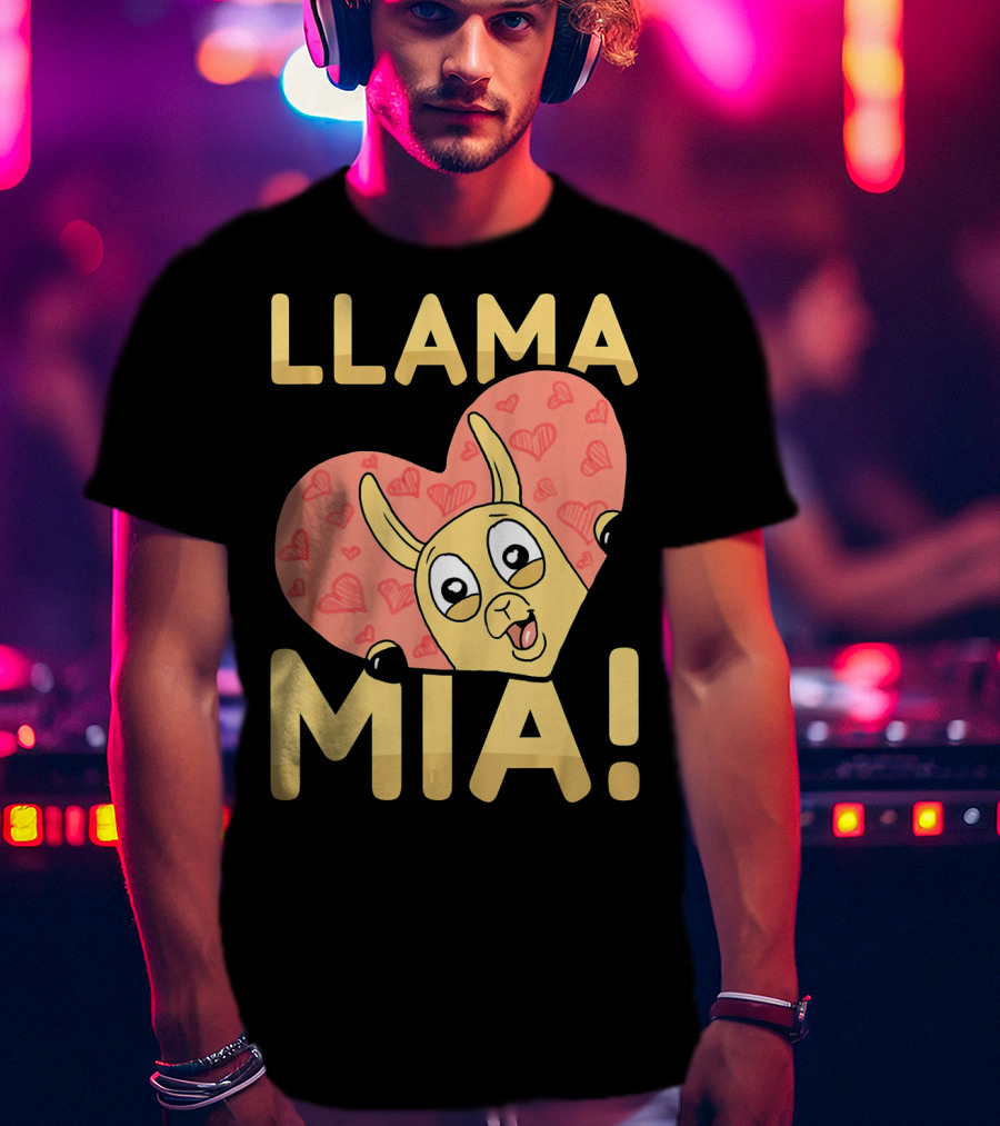 Llama Mia Love Heart Valentine's Day T-Shirt