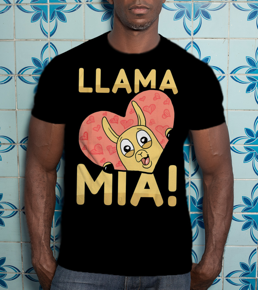 Llama Mia Love Heart Valentine's Day T-Shirt