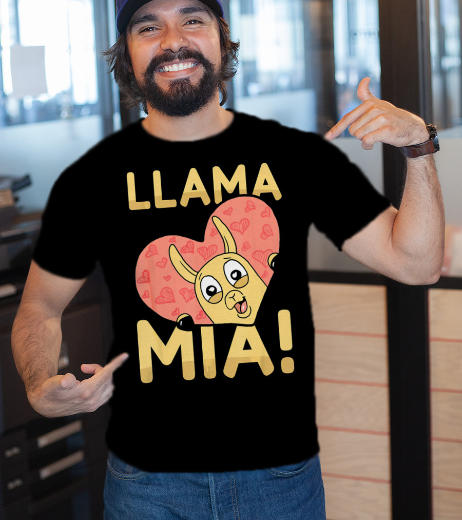 Llama Mia Love Heart Valentine's Day T-Shirt