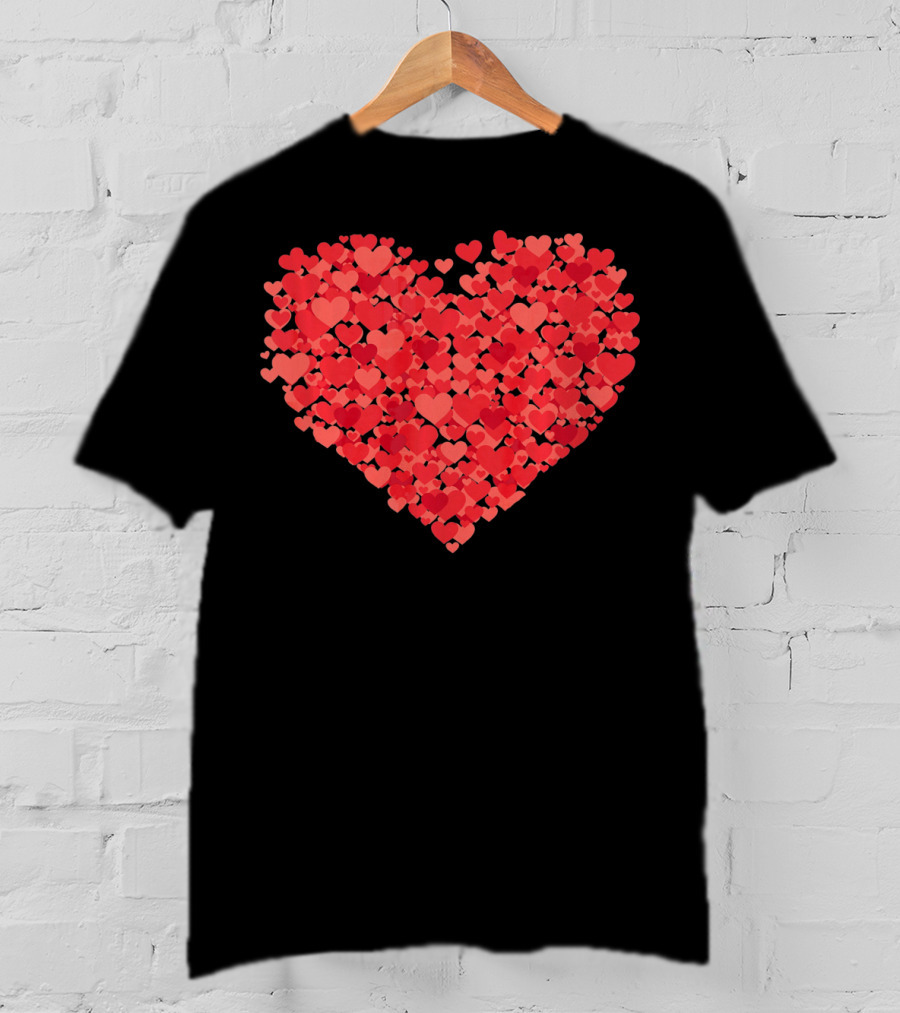 Lots Of Hearts Valentine's Day Heart In Many Shades Of Red T-Shirt
