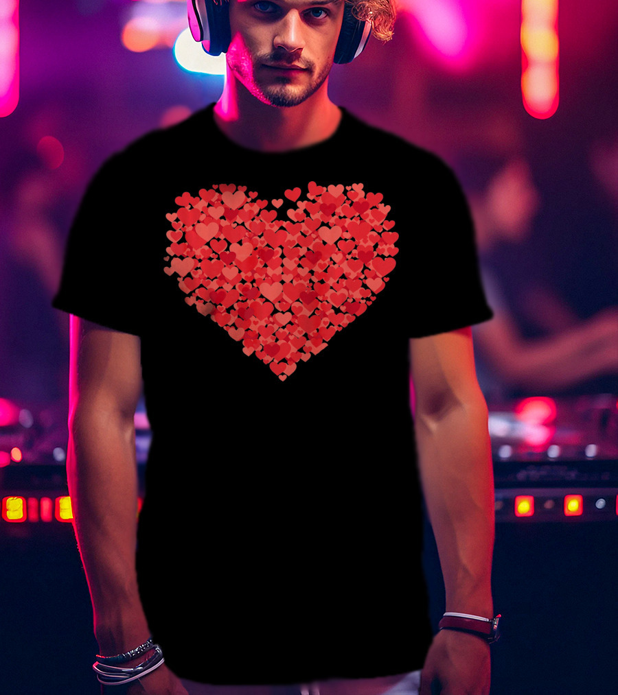 Lots Of Hearts Valentine's Day Heart In Many Shades Of Red T-Shirt