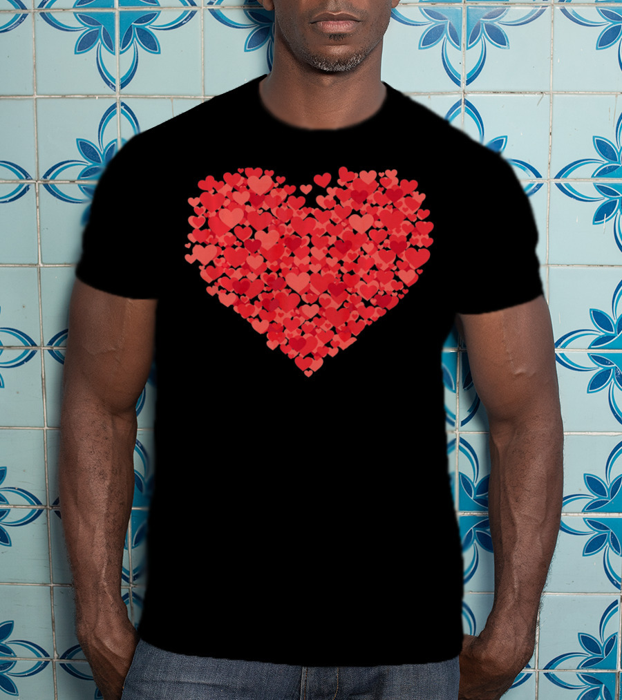Lots Of Hearts Valentine's Day Heart In Many Shades Of Red T-Shirt