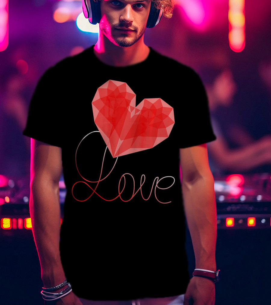 Love Heart Valentin Geometric T-Shirt