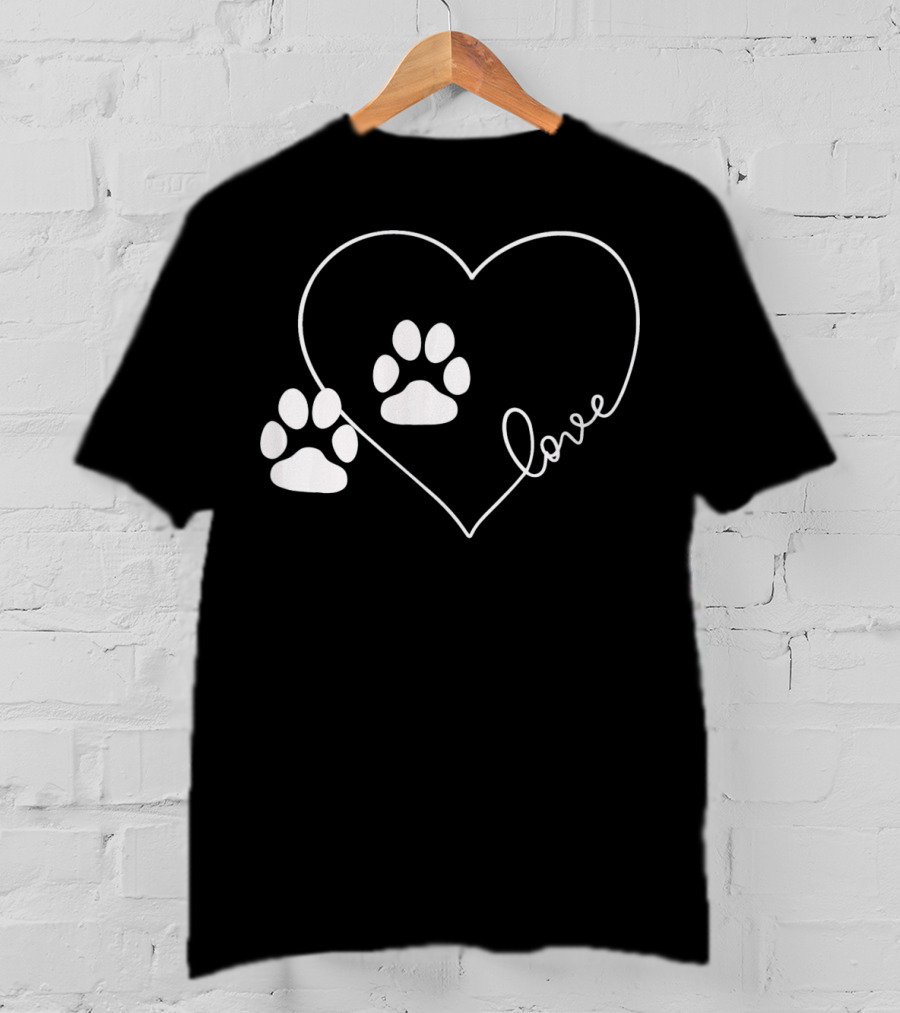 Love Paw Prints Heart T-Shirt